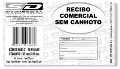Recibo Comercial sem Canhoto 50 folhas