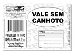 Vale sem Canhoto 50 folhas
